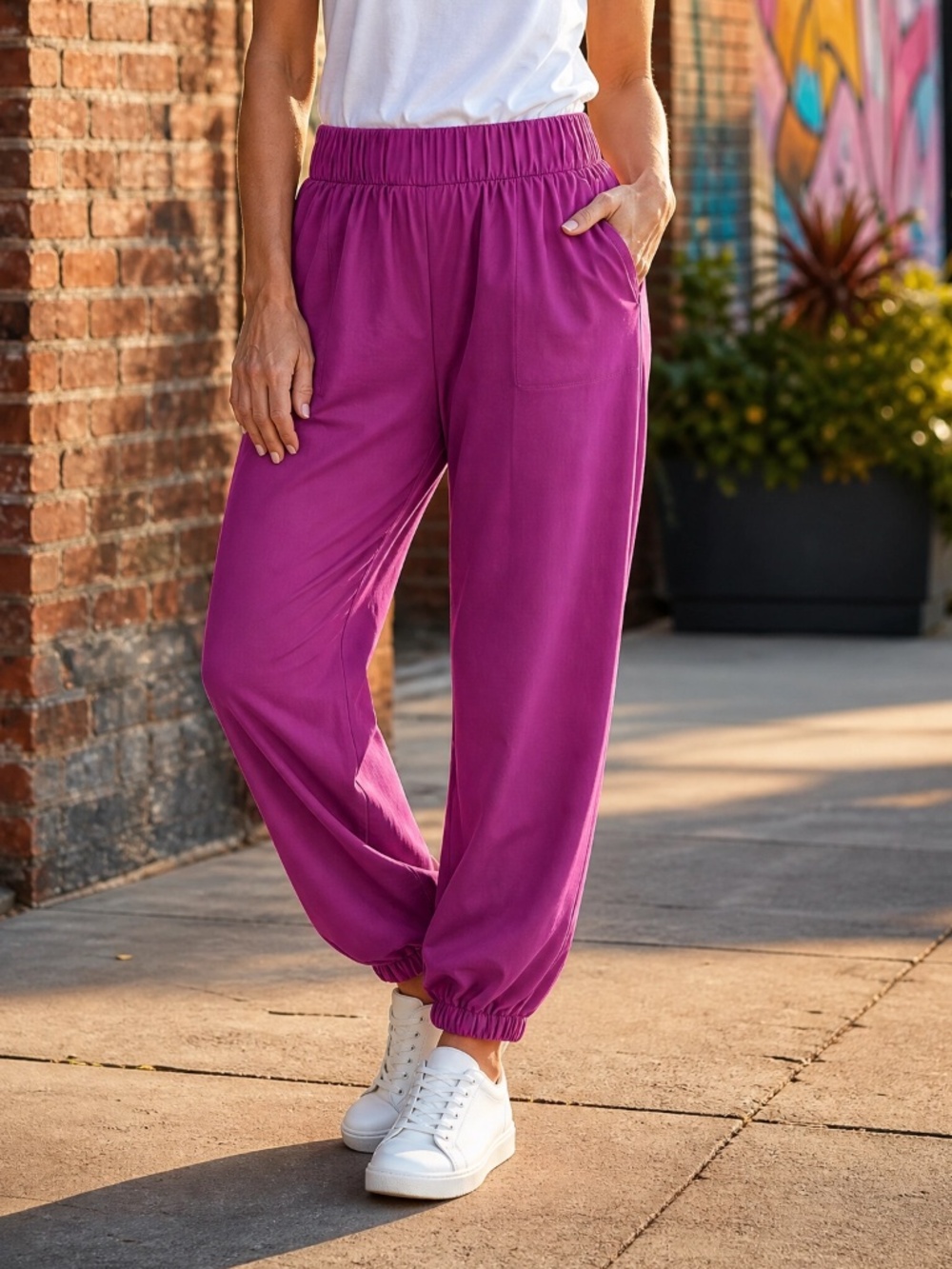 G by Giuliana Orchid Lavender Stretch Jogger Pants Size Medium Athleisure Travel